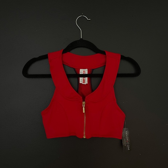 Red Zipup Crop Top - Picture 1 of 2